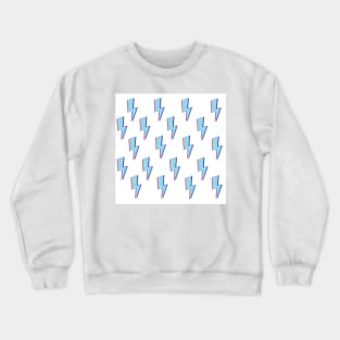 Glitchy Lightning- Blue on White Crewneck Sweatshirt